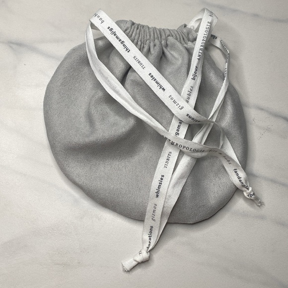 Anthropology grey suede drawstring bag NWOT - Picture 2 of 6